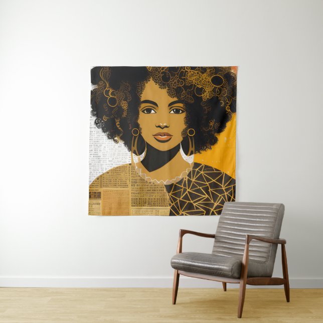 Gorgeous Curly Hair Afrikanische Frauenkollektion Wandteppich (Beispiel)