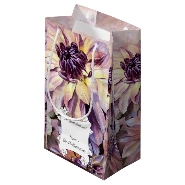 Gorgeous Dahlia Blume Kleine Geschenktüte (Vorderseite Schrägansicht)