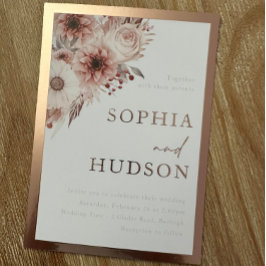 Gorgeous Divine Blush Wedding Rose Gold Border Folieneinladung