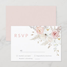 Gorgeous Elegance: Blush & White Floral Wedding RSVP Karte