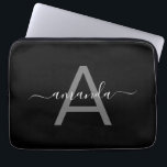 Gorgeous Elegant Add Your Name & Monogrammed Black Laptopschutzhülle<br><div class="desc">Gorgeous Elegant Add Your Name & Monogrammed Black Laptop Sleeve.</div>