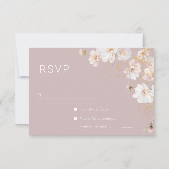 Gorgeous Enchanted Wildflowers Blush Wedding RSVP Karte (Vorderseite)