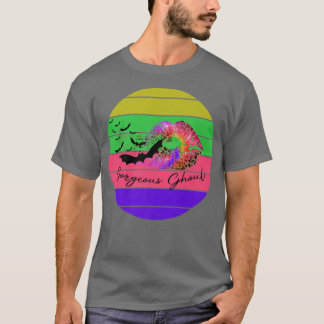 Gorgeous Ghoul Retro Halloween Bat Lips Baddie Col T-Shirt