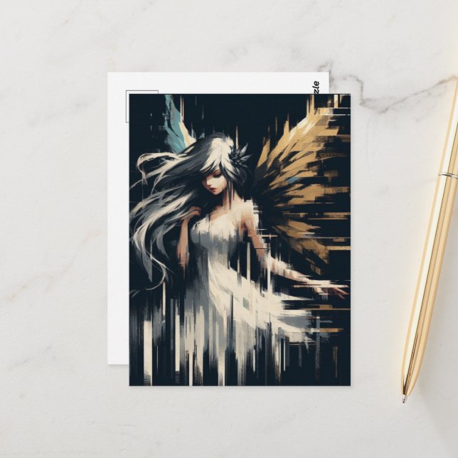 Gorgeous Glitch Fairy Postkarte (Vorderseite/Rückseite Beispiel)