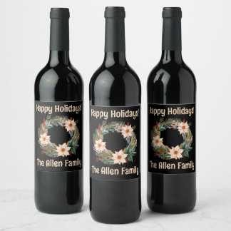Gorgeous holiday wine bottle personalized weinetikett
