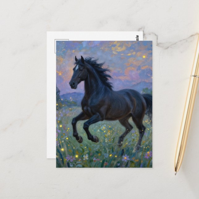 Gorgeous Horse in the Meadow  Postkarte (Vorderseite/Rückseite Beispiel)