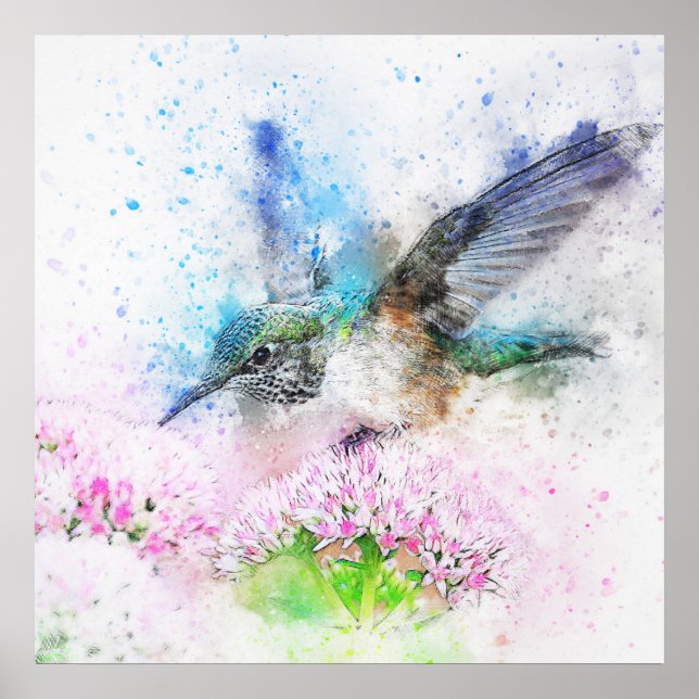 Gorgeous hummingbird watercolor poster (Vorne)