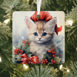 Gorgeous Kitten  Christmas  Ornament Aus Metall
