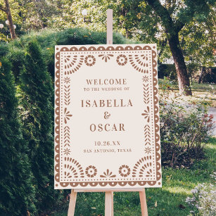 Gorgeous Neutral Papel Picado Wedding Welcome Sign Poster