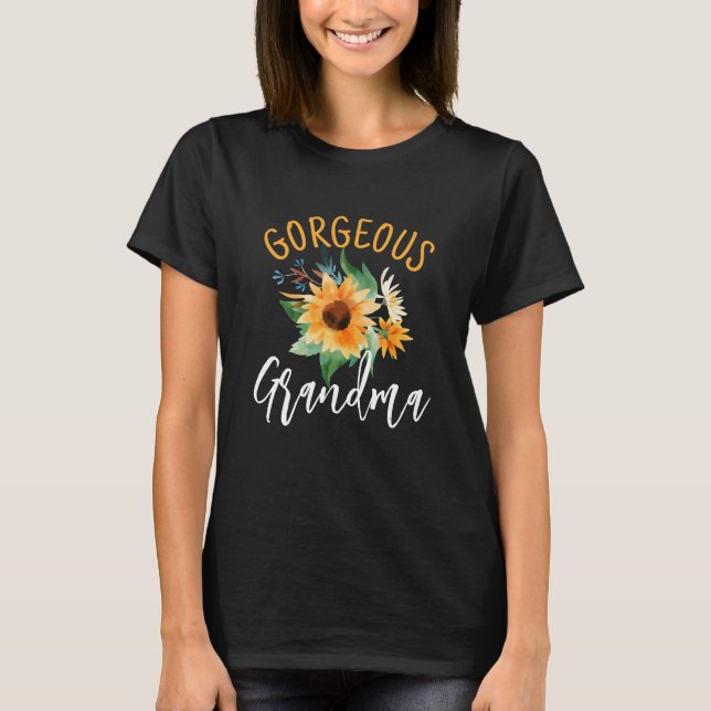 Gorgeous Oma Floral Sunflower Personalisiert T-Shirt (Vorderseite)