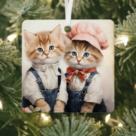 Gorgeous Orange Kitten Couple Christmas  Ornament Aus Metall