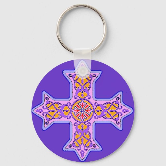 Gorgeous Pastel Coptic Cross Schlüsselanhänger (Vorderseite)