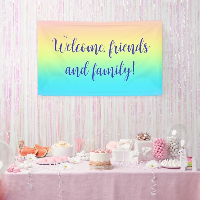 Gorgeous Pastel Rainbow Gradient Wedding Banner (Party)