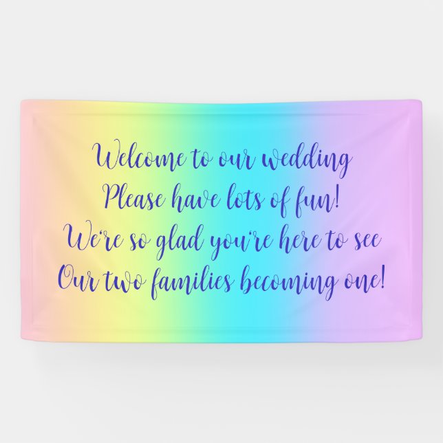 Gorgeous Pastel Rainbow Gradient Wedding Banner (Horizontal)