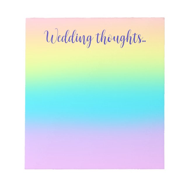 Gorgeous Pastel Rainbow Gradient Wedding Notizblock (Vorderseite)