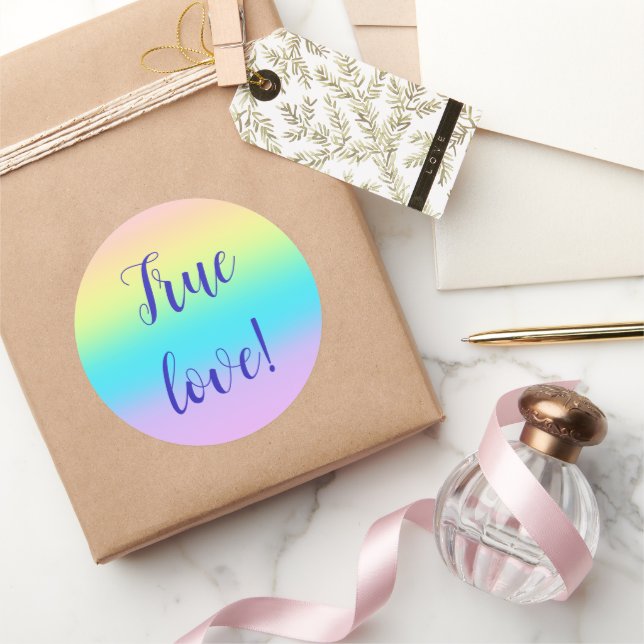 Gorgeous Pastel Rainbow Gradient Wedding Runder Aufkleber (Schenken)