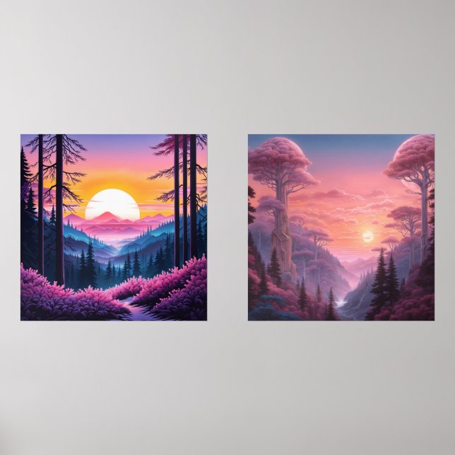 Gorgeous Pastel Sunsets Bilderwand Sets (Vorderseite)