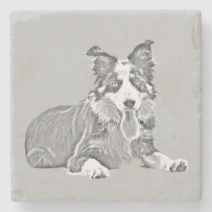 Gorgeous Pencil Border Collie Marble Untersetzer