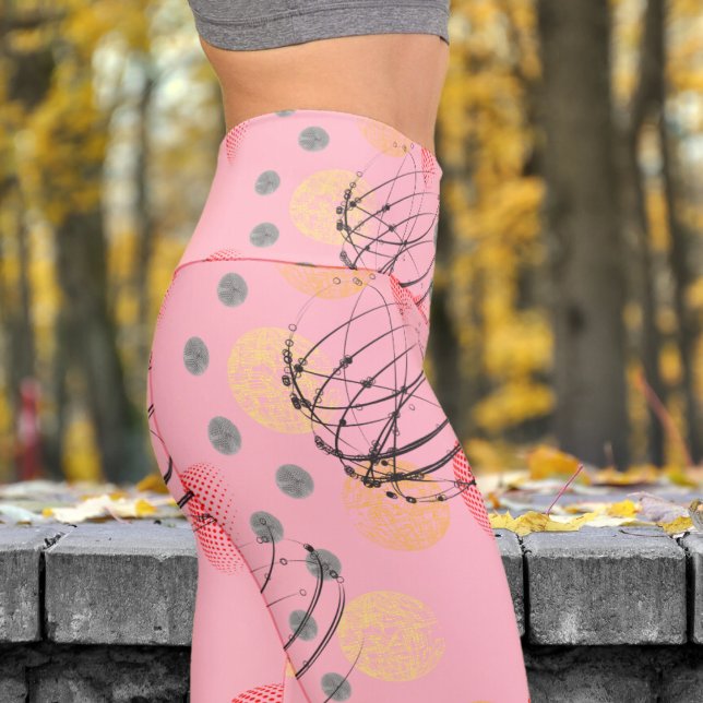 Gorgeous Pink Atomtex Pattern Yoga Capri Leggings (Atomic Vortex on Cherry Blossom)