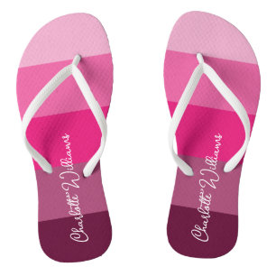 GORGEOUS PINK FARBSTRIPE LINE PATTERNAME FLIP FLOPS