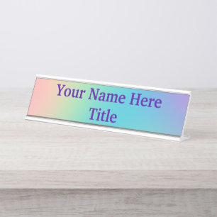 Gorgeous Rainbow Gradient Schreibtischnamensplakette