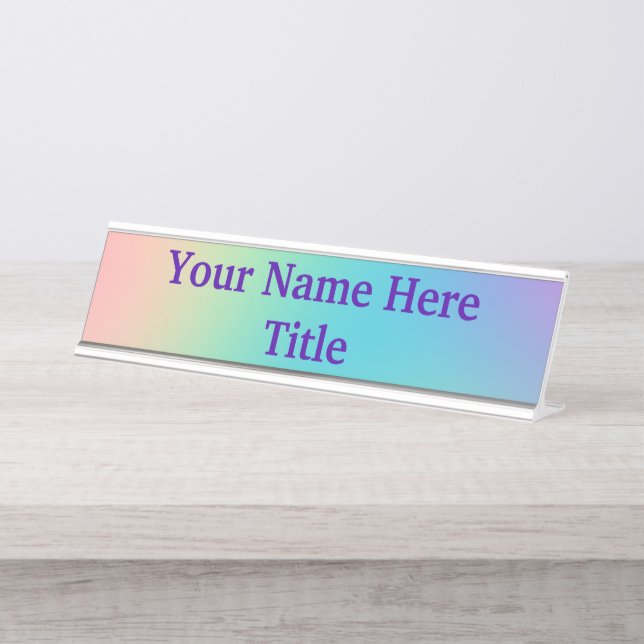 Gorgeous Rainbow Gradient Schreibtischnamensplakette (Vorderseite )