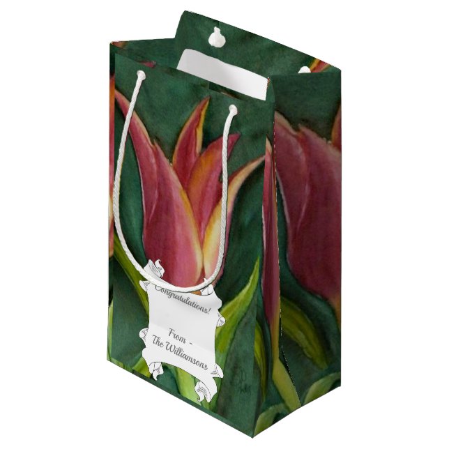 Gorgeous Red Tulip Kleine Geschenktüte (Vorderseite Schrägansicht)
