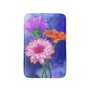 Gorgeous Three Color Gerberas Bath Mat Badematte