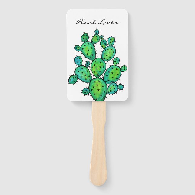 Gorgeous Watercolor Prickly Cactus Fächer (Vorderseite)