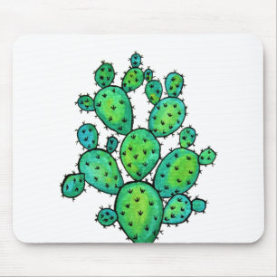 Gorgeous Watercolor Prickly Cactus Mousepad
