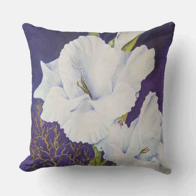 GORGEOUS WHITE GLADIOLA BLUME PATIO KISSEN (Vorderseite)