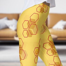 Gorgeous Yellow Mustard Honeycomb Muster Leggings