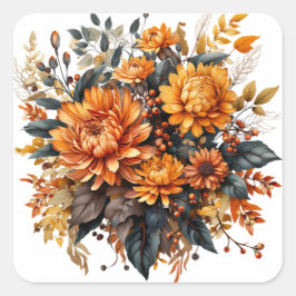 Gorgeus Fall Floral Quadratischer Aufkleber