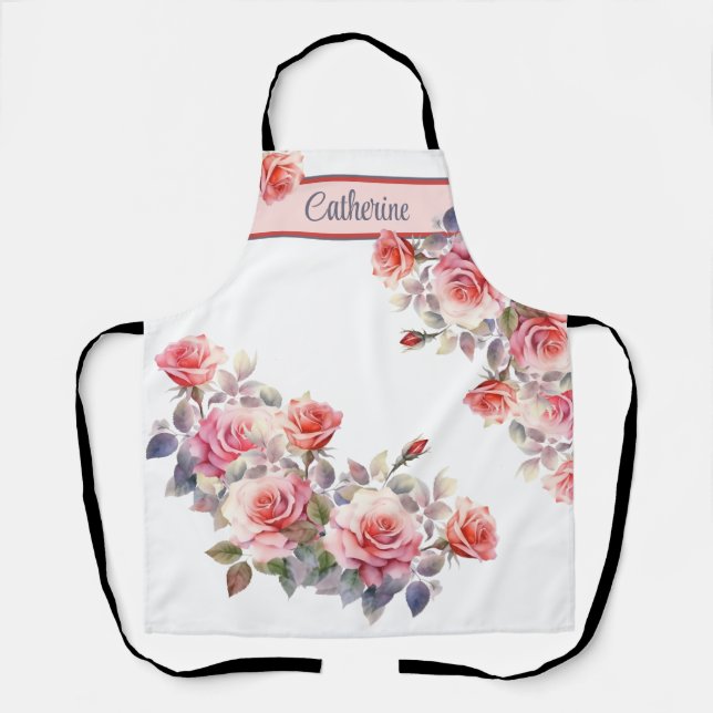 Gorgey Pink Roses Personalisiert Schürze (Vorderseite)