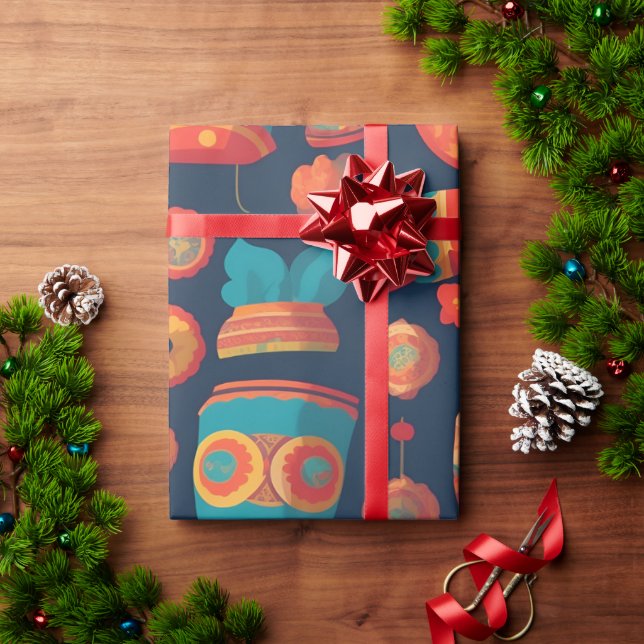 Gorgon Retro Personalisiertes Muster Geschenkpapier (Feiertagsgeschenk)