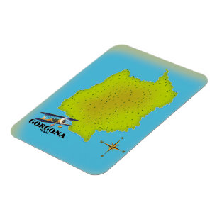 Gorgona Italien Karte Reiseplakat. Magnet