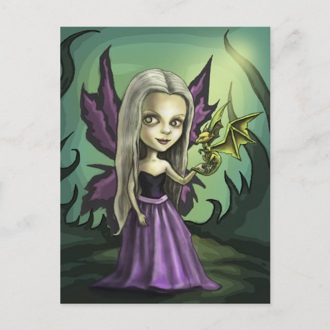 Gorhic Fairy und Baby Dragon Postkarte (Vorderseite)