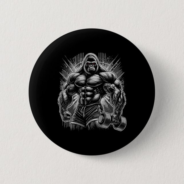 Gorilla-Affe-Gym-Kleidung Bodybuilding-Workout-Mot Button (Vorderseite)