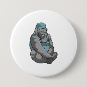 Gorilla als Handwerker mit Wrench Button