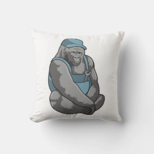 Gorilla als Handwerker mit Wrench Kissen