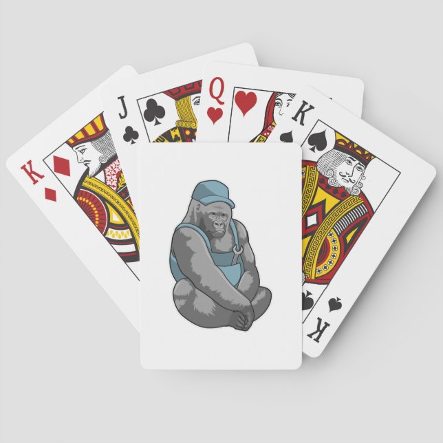 Gorilla als Handwerker mit Wrench Spielkarten (Rückseite)
