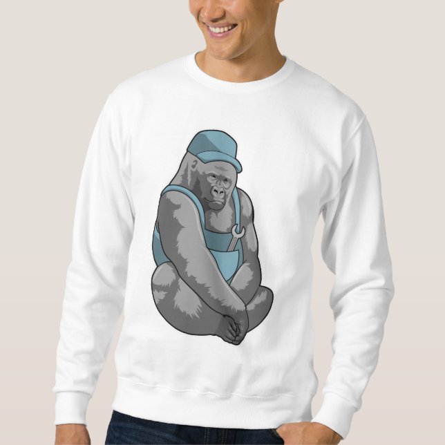 Gorilla als Handwerker mit Wrench Sweatshirt (Vorderseite)