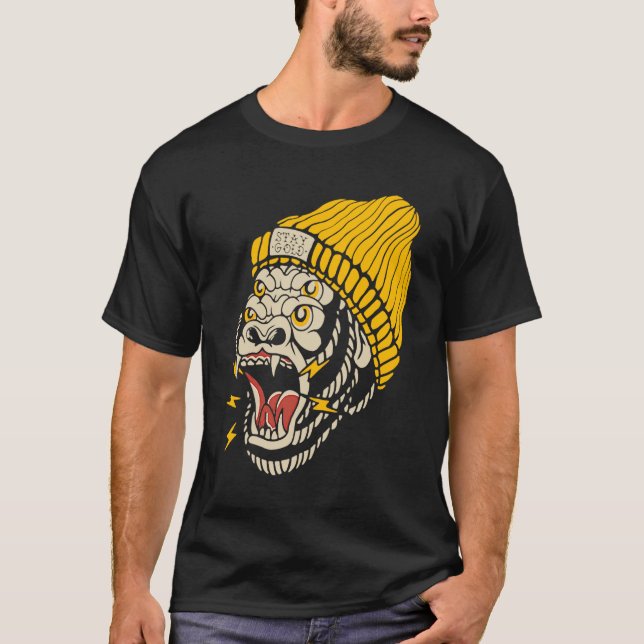 Gorilla American Traditional Tattoo Inked Old Scho T-Shirt (Vorderseite)