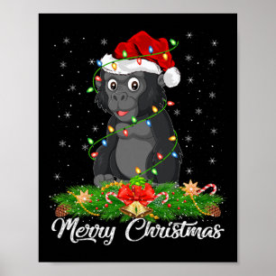 Gorilla Animal Lover Matching Weihnachtsmannmütze  Poster