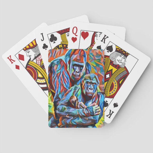 Gorilla Ape Abstrakte Tiere Kunst und Kultur  Spielkarten (Rückseite)