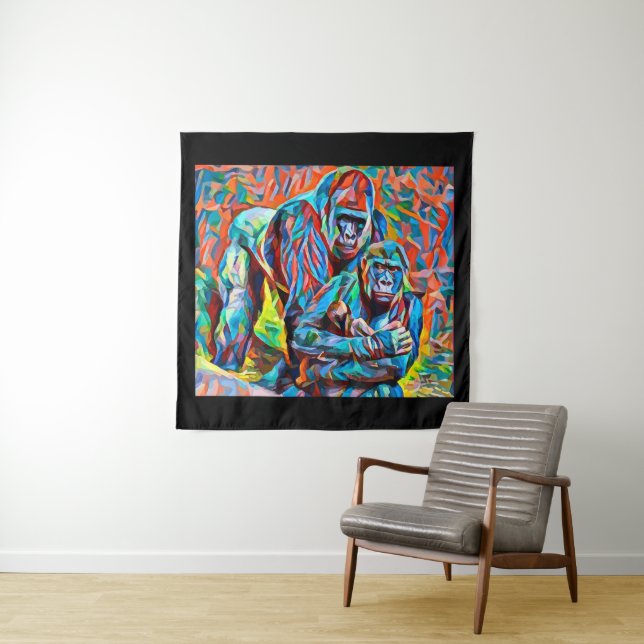 Gorilla Ape Abstrakte Tiere Kunst und Kultur Wandteppich (Beispiel)