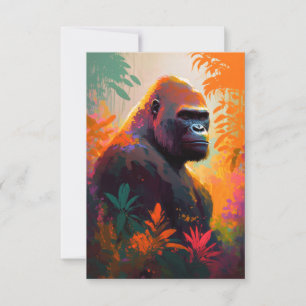 Gorilla Ape Animal Portrait Malerei frei von Wildt Dankeskarte