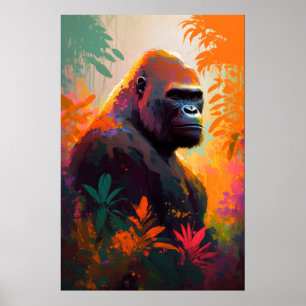 Gorilla Ape Animal Portrait Malerei frei von Wildt Poster