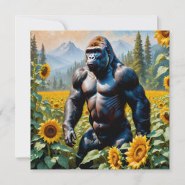 Gorilla Ape Dans Le Champ Carré De Tournesol Carte