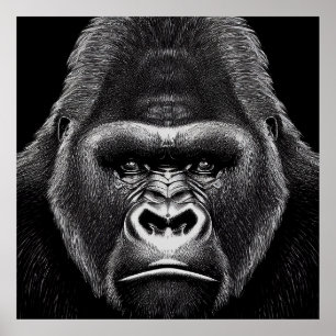Gorilla Ape Wild Nature Animal Illustration Art Poster